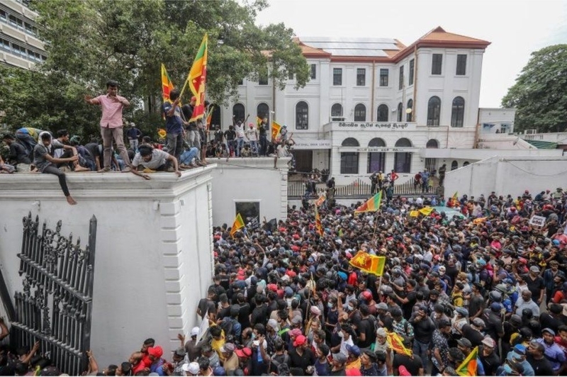 Revolution in Sri Lanka, der Präsident des Landes auf den Malediven