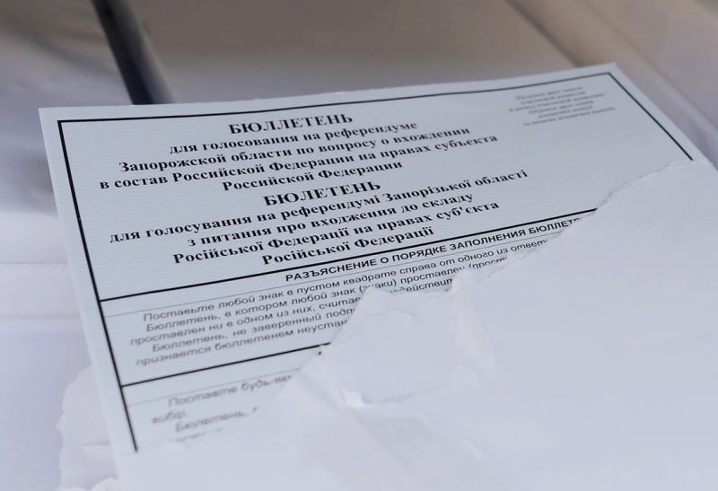 Bulletin de vote pour le référendum sur l'adhésion de la région de Zaporozhye à la Russie.