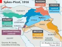 Sykes-Picot (1916): Die Teilung des Nahen Ostens: Die modernen Grenzen der arabischen Welt ähneln vage den blauen und roten Kreidelinien, die im Mai 1916, auf dem Höhepunkt des Ersten Weltkriegs, heimlich auf eine Karte der Levante gezeichnet wurden.